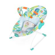 bright starts rainforest vibes baby bouncer with 3-point harness & toy bar - vibrating comfort for your little one! logo