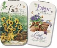 lissom design compact mirror - handheld magnifying cosmetic mirror, 2.25 x 3.75-inch, faith hope love - leather logo