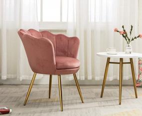img 2 attached to 🛋️ Kmax Living Room Chair: Mid-Century Modern Retro Velvet Accent Chair with Golden Metal Legs, Dusty Pink, Upholstered Guest Chair Ideal for Bedroom Dresser or Vanity