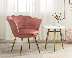 img 3 attached to 🛋️ Kmax Living Room Chair: Mid-Century Modern Retro Velvet Accent Chair with Golden Metal Legs, Dusty Pink, Upholstered Guest Chair Ideal for Bedroom Dresser or Vanity