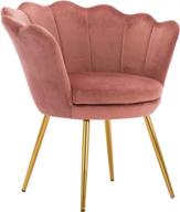 🛋️ kmax living room chair: mid-century modern retro velvet accent chair with golden metal legs, dusty pink, upholstered guest chair ideal for bedroom dresser or vanity логотип