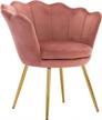 🛋️ kmax living room chair: mid-century modern retro velvet accent chair with golden metal legs, dusty pink, upholstered guest chair ideal for bedroom dresser or vanity logo