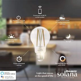 img 1 attached to Bulbrite A19 Solana WiFi Connected LED Alexa Smart Light Bulb, Single-A19, Tunable 2200K-6500K Color Temperature, Frost Finish