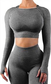 img 4 attached to Stylish & Comfortable Workout Crop Tops With Long Sleeves For Women From SEASUM