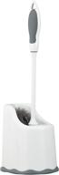 🚽 superio toilet bowl brush and holder: non-scratch bristles, under rim cleaner, white/grey logo