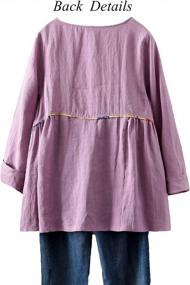 img 3 attached to Minibee Linen Tunic Tops With Long Sleeves, Swing Pleats, And Ruffled Hem For Women'S Loose-Fit Blouse