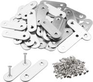 50-pack stainless steel 2" x 0.6" x 0.08" flat corner brace plates with fixing screws and 2 holes - metal joining connector repair brackets logo