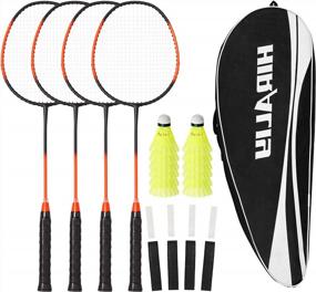 img 4 attached to Set Of 4 HIRALIY Badminton Rackets With Nylon Shuttlecocks And Replacement Grip Tapes - Perfect For Outdoor Backyard Games (Black)