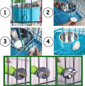 img 1 attached to 🦜 Bird Feeding Dish Cups - Parrot Stainless Steel Bowl with Removable Perch Stand Platform - Pet Food and Water Feeder - Cage Accessories - 1 Pcs Bird Stand Toy for Parakeet, Conure, Cockatiels, Lovebirds, Budgie, Chinchilla