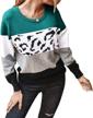 women's striped leopard knitted sweater pullover long sleeve tops logo