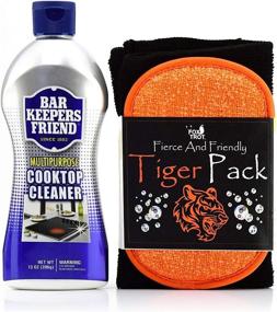 img 4 attached to 🧽 Bar Keepers Friend Cooktop Cleaner Bundle - 13oz Multipurpose Cleaner for Stove Tops, Including Fox Trot Tiger Pack Black Pro-Grade Microfiber Towel and Dual-Sided Sponge