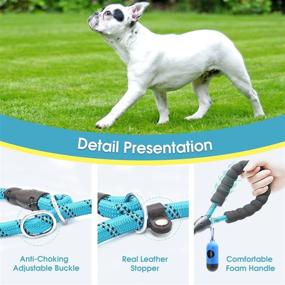 img 2 attached to BAAPET 6 Feet Slip Lead Dog Leash with Upgraded Durable Rope Cover and Comfortable Padded Handle – Anti-Choking Design for Large, Medium, Small Dogs Training – Includes Poop Bags and Dispenser (Black+Blue)