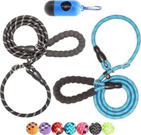 img 4 attached to BAAPET 6 Feet Slip Lead Dog Leash with Upgraded Durable Rope Cover and Comfortable Padded Handle – Anti-Choking Design for Large, Medium, Small Dogs Training – Includes Poop Bags and Dispenser (Black+Blue)