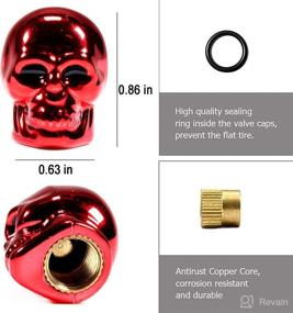 img 1 attached to 🔴 Enhance Your Ride with Dsycar Skull Style Valve Stem Caps - Attractive Dustproof Accessories for Cars, Motorcycles, and Bikes - Red Tire Caps 4 Pack