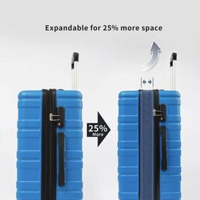 img 1 attached to Путешествуйте стильно с чемоданом-спиннером Merax Unisex-Adult - легкий и расширяемый чемодан из АБС-пластика 20", 24", 28" синего цвета