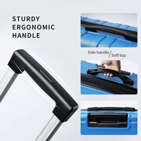 img 2 attached to Путешествуйте стильно с чемоданом-спиннером Merax Unisex-Adult - легкий и расширяемый чемодан из АБС-пластика 20", 24", 28" синего цвета