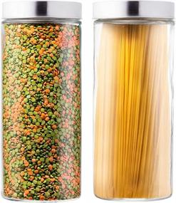 img 4 attached to Set Of 2 Large Glass Pantry Jars With Sealed Lids - Ideal For Pasta, Flour, Sugar, And More - 72 Oz Storage Capacity - EATNEAT Glass Food Storage Containers