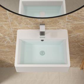 img 2 attached to Wall Mounted Bathroom Sink - Sarlai White Wall Hung Vessel Sink Floating 21"X17" Rectangle Bathroom Sink