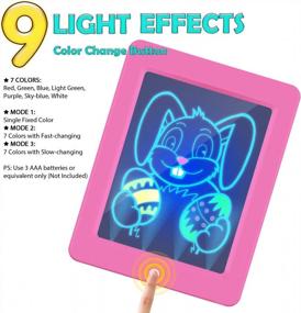 img 2 attached to OBUBY Educational Light Up Drawing Board Ultimate Tracing Pad With 9 LED Effects For 3-5+ Ages Boys And Girls, Glow In The Dark Art Doodle Color Set (Pink)