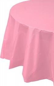 img 2 attached to 12-Pack Pink 84In. Round Plastic Tablecloth - Premium Quality Table Cover