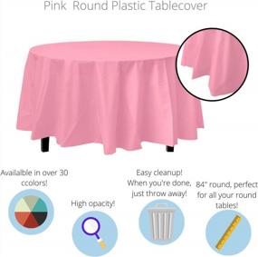 img 3 attached to 12-Pack Pink 84In. Round Plastic Tablecloth - Premium Quality Table Cover
