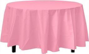 img 4 attached to 12-Pack Pink 84In. Round Plastic Tablecloth - Premium Quality Table Cover
