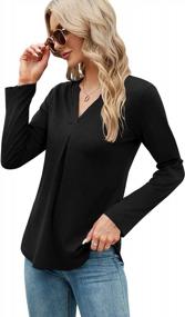 img 2 attached to Women'S Roll-Up 3/4 Sleeve V Neck Pleated Tunic Top Business Casual Loose Work Blouse