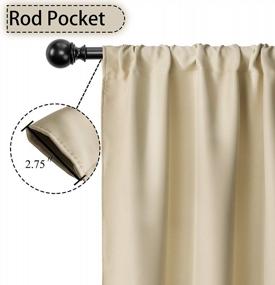 img 3 attached to Beige WONTEX Kitchen Curtains Valances - Set Of 2 Short Thermal Blackout Curtain Panels, 42 X 18 Inch Long For Small Window Room Darkening Rod Pocket Cafe