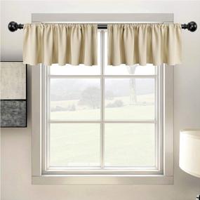 img 4 attached to Beige WONTEX Kitchen Curtains Valances - Set Of 2 Short Thermal Blackout Curtain Panels, 42 X 18 Inch Long For Small Window Room Darkening Rod Pocket Cafe