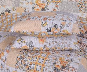 img 2 attached to Lightweight 100% Cotton Quilt Set - Queen Size, 3 Pcs Reversible Patchwork Coverlet For All Seasons.
