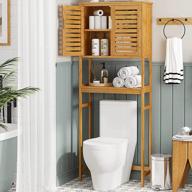 бамбуковый отдельно стоящий шкаф для хранения туалета с регулируемыми полками - идеально подходит для ванной комнаты, прачечной и балкона! логотип