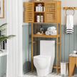 bamboo freestanding over the toilet storage cabinet with adjustable shelves - perfect for bathroom, laundry room, and balcony! logo