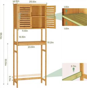 img 3 attached to Бамбуковый отдельно стоящий шкаф для хранения туалета с регулируемыми полками - идеально подходит для ванной комнаты, прачечной и балкона!