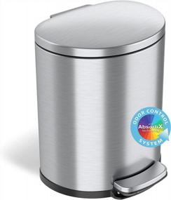 img 4 attached to ITouchless Step Trash Can With AbsorbX Odor Filter, Removable Inner Bucket, And SoftStep Technology - Stainless Steel Semi-Round Bin With 5.3 Gallon Capacity