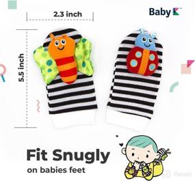 img 2 attached to 🧦 BABY K Baby Rattle Socks for Girls & Boys (Set E) - Wrist and Foot Rattles - Infant Toys 3-6 Months, 0-3 or 6-9 Months - Newborn Baby Toys as Gift - Easy-to-Wear Rattle Toys