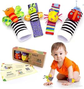 img 4 attached to 🧦 BABY K Baby Rattle Socks for Girls & Boys (Set E) - Wrist and Foot Rattles - Infant Toys 3-6 Months, 0-3 or 6-9 Months - Newborn Baby Toys as Gift - Easy-to-Wear Rattle Toys