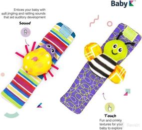 img 1 attached to 🧦 BABY K Baby Rattle Socks for Girls & Boys (Set E) - Wrist and Foot Rattles - Infant Toys 3-6 Months, 0-3 or 6-9 Months - Newborn Baby Toys as Gift - Easy-to-Wear Rattle Toys