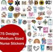 75 designs nurse stickers for water bottles, laptops, nursing students & healthcare workers - reusable vinyl decal perfect gift logo