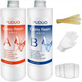 img 4 attached to 🔮 Clear Epoxy Resin Kit - 32oz - For Resin Molds, Jewelry Making, and More - Includes 16oz Resin and 16oz Hardener, 4 Measuring Cups, 3 Mixing Sticks, and 1 Pair of Gloves