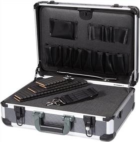 img 4 attached to Aluminum Hard Tool Box Case Portable Carrying Briefcase Flight Storage Organizer Toolbox With Large Frame And Stronger Corners, Extra Padding Foam