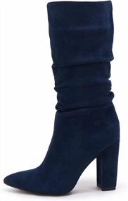 img 2 attached to Stylish And Warm: Syktkmx Women'S Winter Slouchy High Heel Boots With Mid Calf Suede And Pointed Toe