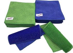 img 4 attached to 🧼 24 Pack Non-Scratch Microfiber Scrub Dish Cleaning Cloth, Multi-use for Kitchen Household, No Odor, Machine Washable, 5.5 x 5.5 Inch, Assorted Blue & Green Colors