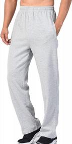 img 3 attached to Comfortable Men'S Sports Pants With Front Zip Fly - Zoulee Open-Bottom Sweatpants Trousers