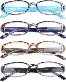 img 4 attached to 👓 Set of 4 Spring Hinge Reading Glasses with Blue Light Blocking, Women/Men's Eyewear (4 Color, +2.50 Magnification)