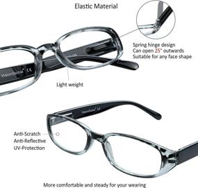 img 3 attached to 👓 Set of 4 Spring Hinge Reading Glasses with Blue Light Blocking, Women/Men's Eyewear (4 Color, +2.50 Magnification)