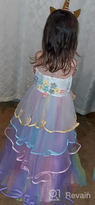 img 1 attached to 🦄 Sparkle and Charm: HIHCBF Girls Unicorn Costume Maxi Gown and Headband for Pageants, Parties, Weddings, Birthdays, Halloween, and Carnivals review by Tyler Suarez