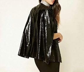 img 3 attached to Women'S Sequin Blazer Jacket Open Slit Sleeve OL Business Casual Cloak Suit