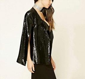 img 2 attached to Women'S Sequin Blazer Jacket Open Slit Sleeve OL Business Casual Cloak Suit