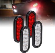 🚛 premium 2 red + 2 white 6" oval led trailer tail light kit | dot fmvss 108 compliant with grommets & plugs | ip67 waterproof | stop brake turn reverse functionality | ideal for marine boat trailer rv truck logo