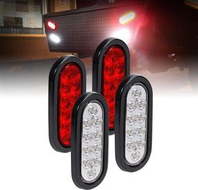 img 4 attached to 🚛 Premium 2 Red + 2 White 6" Oval LED Trailer Tail Light Kit | DOT FMVSS 108 Compliant with Grommets & Plugs | IP67 Waterproof | Stop Brake Turn Reverse Functionality | Ideal for Marine Boat Trailer RV Truck